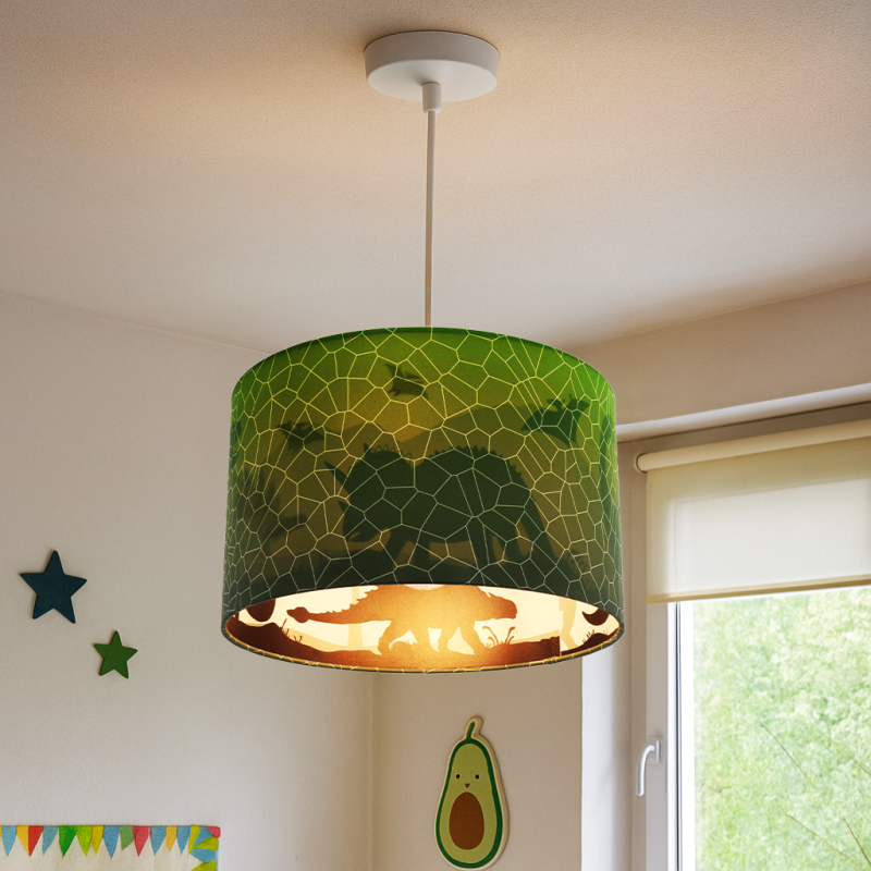 Groene hanglamp Dino, binnenzijde doorschijnend