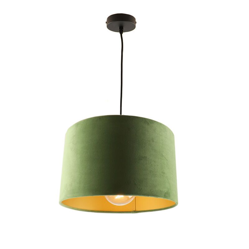 Hanglamp Urvin, olijfgroen met goud velours, 30 cm