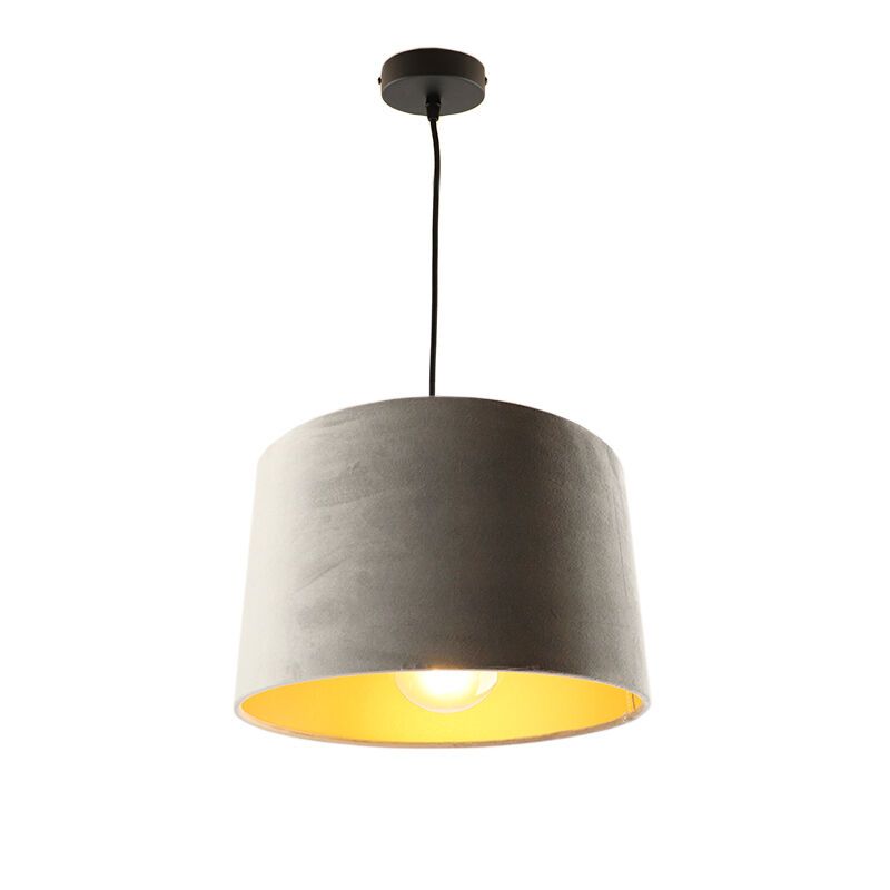 Hanglamp Urvin, grijs met goud velours, 30 cm Hanglamp Urvin, grijs met goud velours, 30 cm