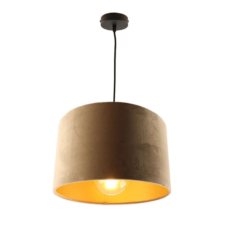 Hanglamp Urvin, taupe met goud velours, 30 cm Hanglamp Urvin, taupe met goud velours, 30 cm