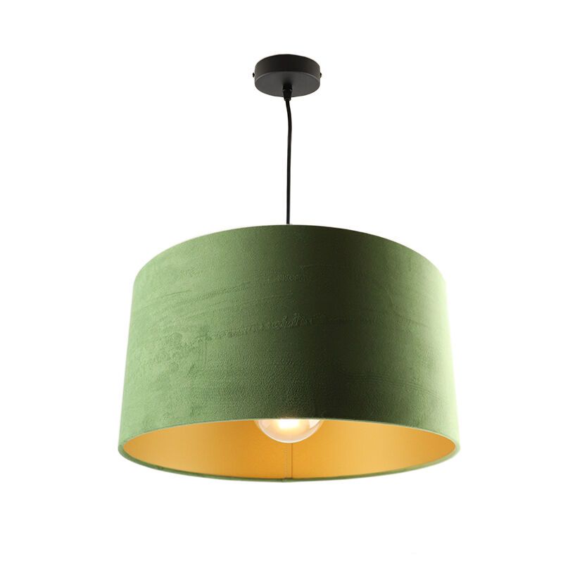 Hanglamp Urvin, olijfgroen met goud velours, 40 cm