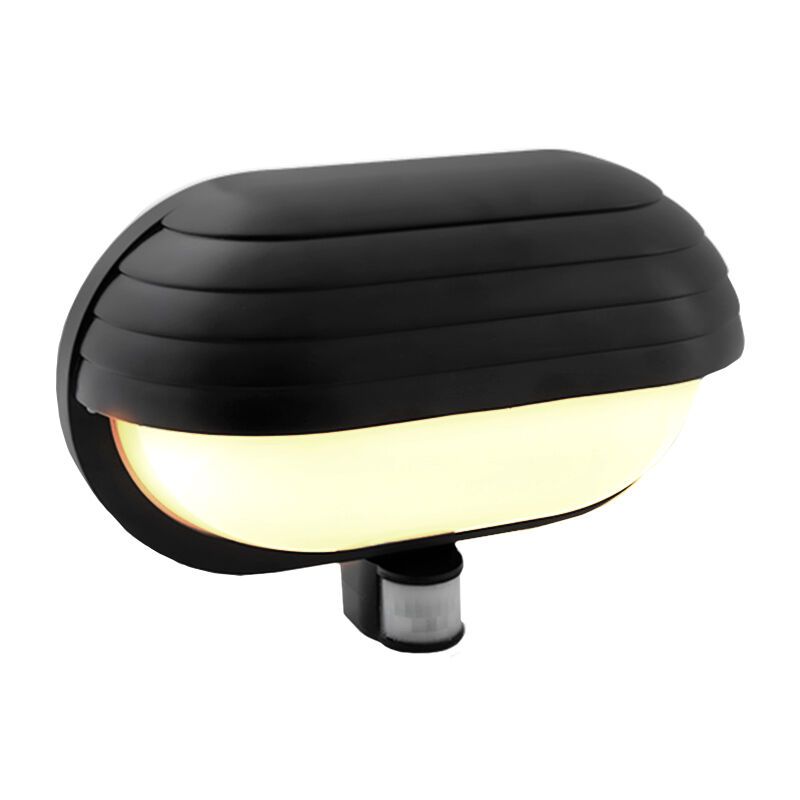 Zwarte buitenlamp met bewegingssensor Killian, kunststof, IP44 Zwarte buitenlamp met bewegingssensor Killian, kunststof, IP44