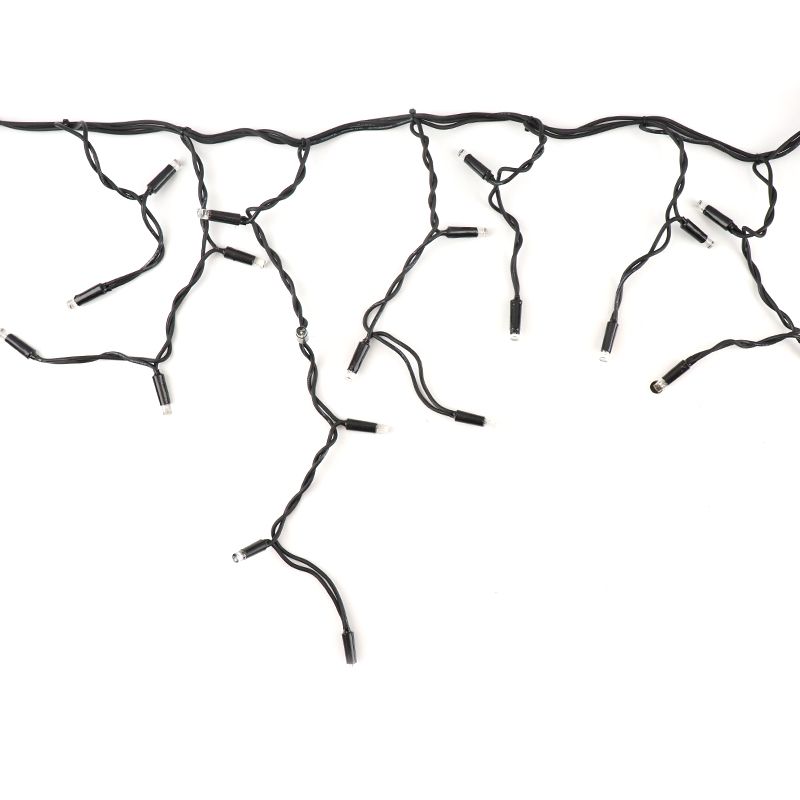 8m koppelbare ijspegelverlichting, Zwart snoer, IP67, 50 cm hoog - Warm wit