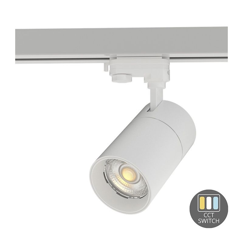 Witte 3-fase spot Rozina, 20W, white switch, dimbaar, Pro Witte 3-fase spot Rozina, 20W, white switch, dimbaar, Pro