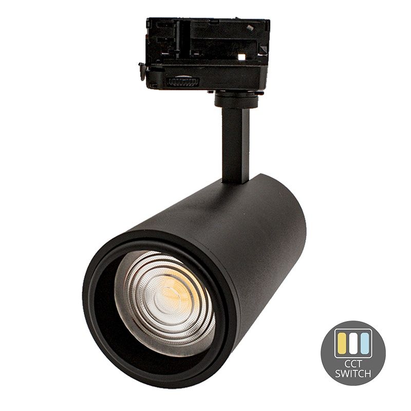 Zwarte 3-fase spot Rosella, 10W, white switch, Pro Zwarte 3-fase spot Rosella, 10W, white switch, Pro