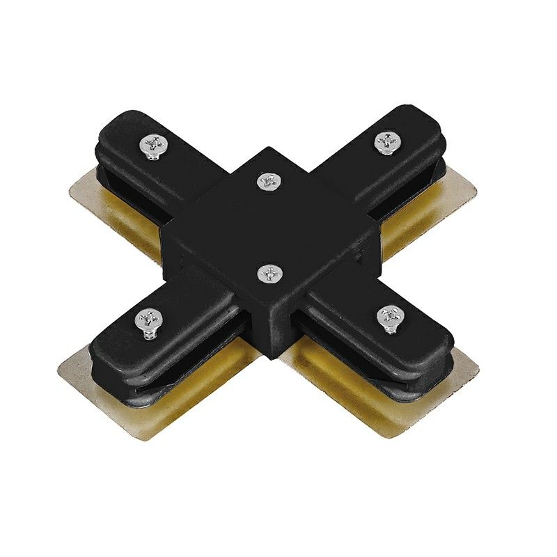 X-vorm connector voor 1-fase railverlichting, zwart