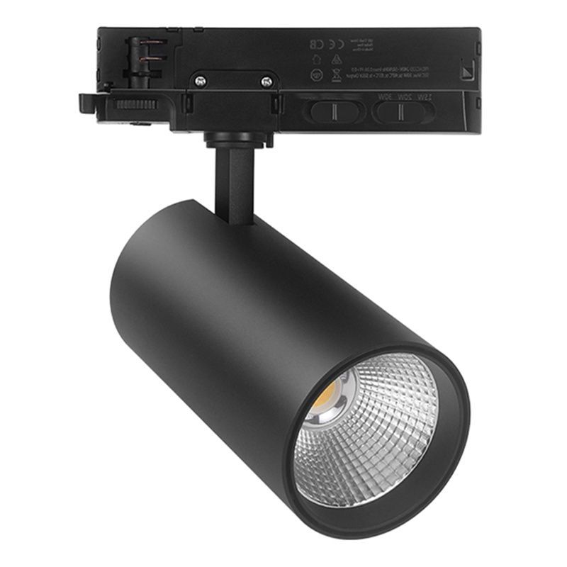 Zwarte 3-fase railsysteem spot, Rozina, 10W/20W/30W, white switch LED Zwarte 3-fase railsysteem spot, Rozina, 10W/20W/30W, white switch LED