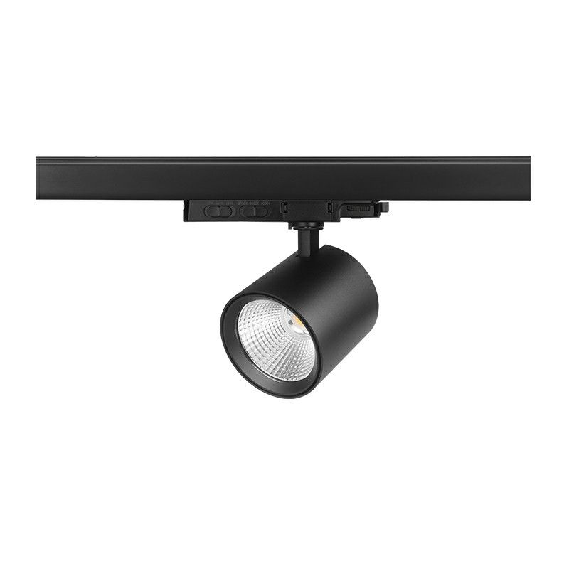 Zwarte 3-fase railsysteem spot aluminium, Jeska, 10W/20W/30W, white switch LED
