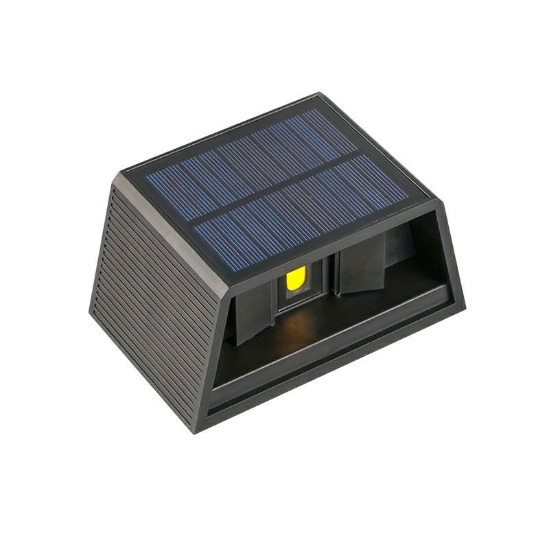 Zwarte buiten wandlamp op zonne-energie kunststof, Shira, 3W, 2700K LED, IP65