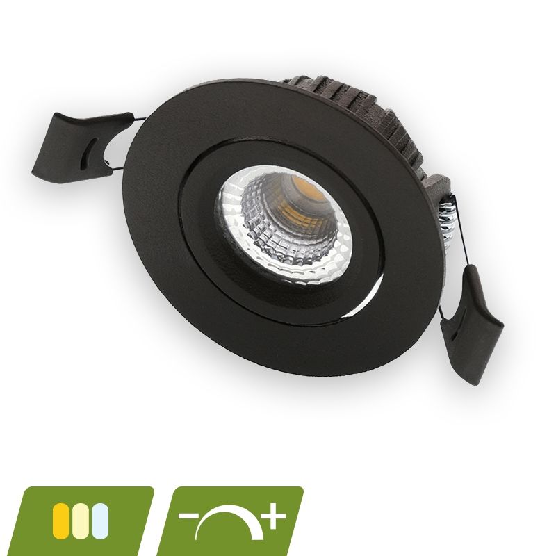 Zwarte mini inbouwspot aluminium, Phyllis, 5W, white switch LED, IP65