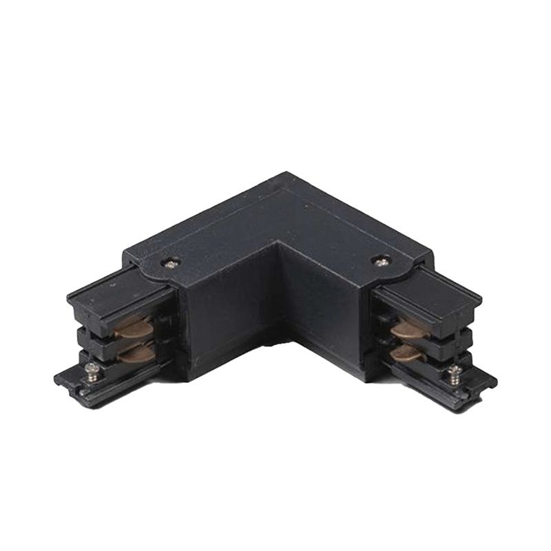 L-vorm connector binnen voor 3-fase railverlichting, zwart, Pro