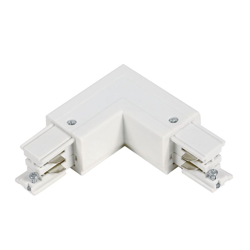 L-vorm connector binnen voor 3-fase railverlichting, wit, Pro