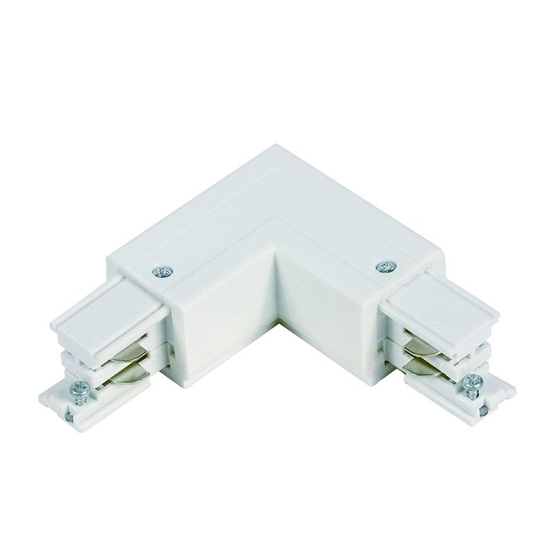 L-vorm connector buiten voor 3-fase railverlichting, wit, Pro