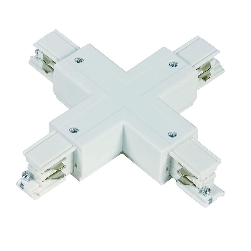 X-vorm connector voor 3-fase railverlichting, wit, Pro