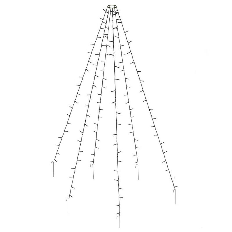 Vlaggenmast verlichting voor buiten, 192 leds, 6 strengen van 2m, zonder mast