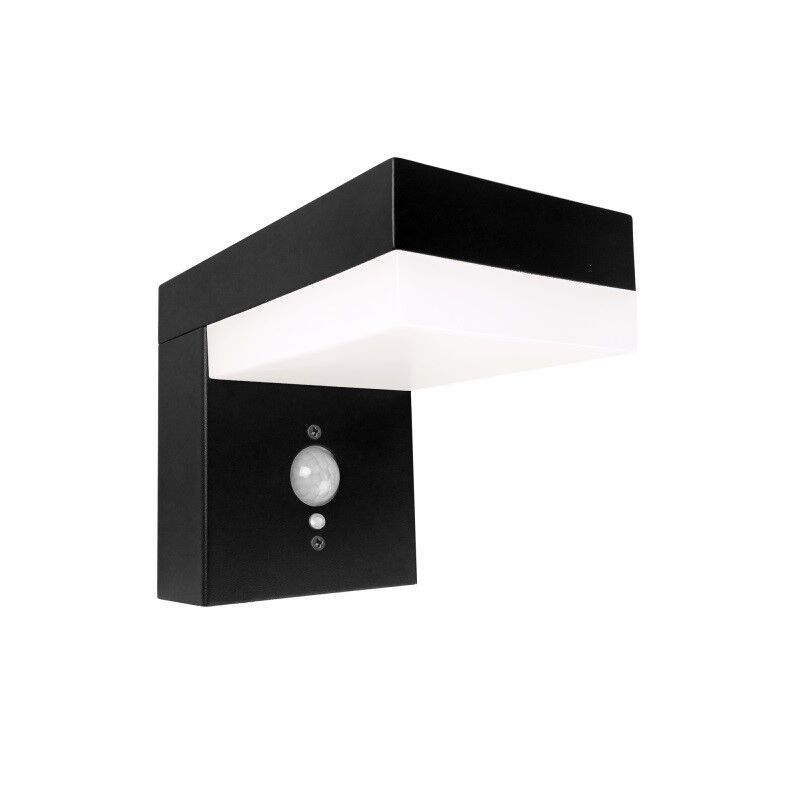 Zwarte moderne buiten wandlamp op zonne-energie aluminium, Ritex, 6W, 2700K LED, IP44