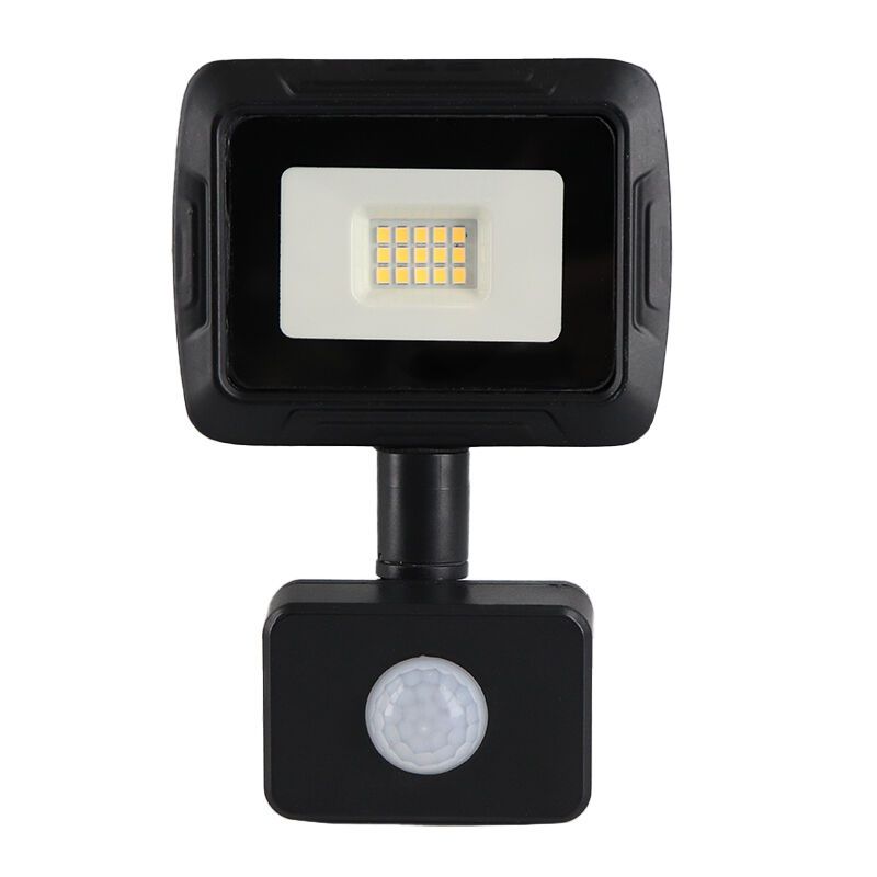 Zwarte LED schijnwerper met sensor Miro, 10W, 3000K Zwarte LED schijnwerper met sensor Miro, 10W, 3000K