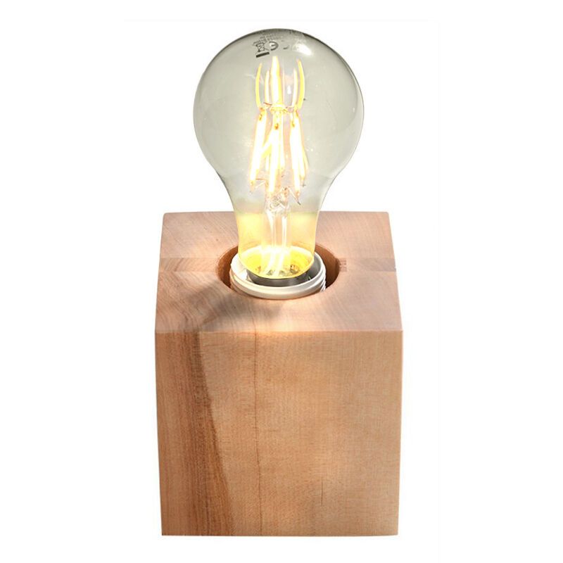 Landelijke tafellamp Anniko, bruin, hout