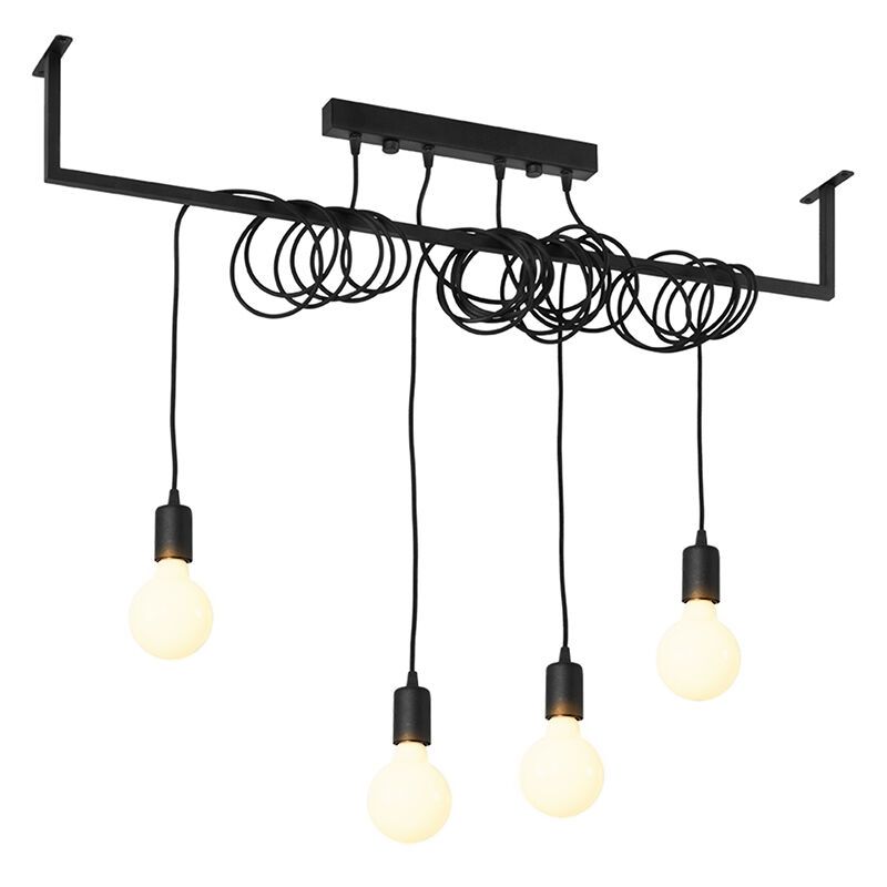 Industriële hanglamp Lauraine, zwart, staal, 4L Industriële hanglamp Lauraine, zwart, staal, 4L