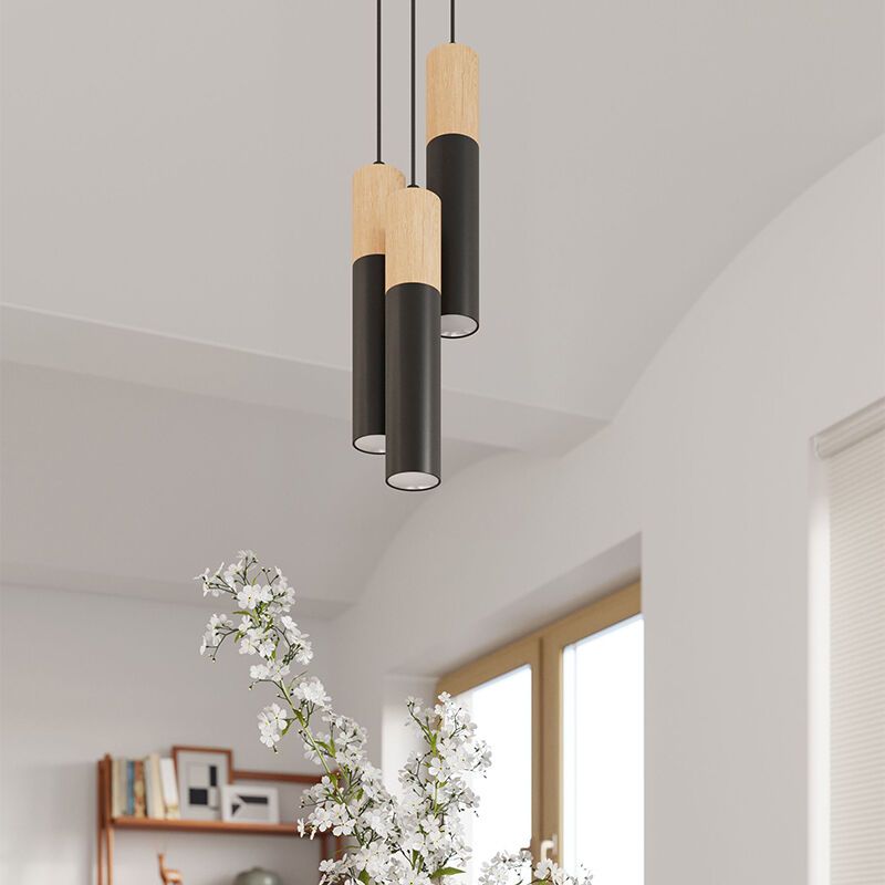 Zwarte hanglamp Francesca, aluminium, 3L