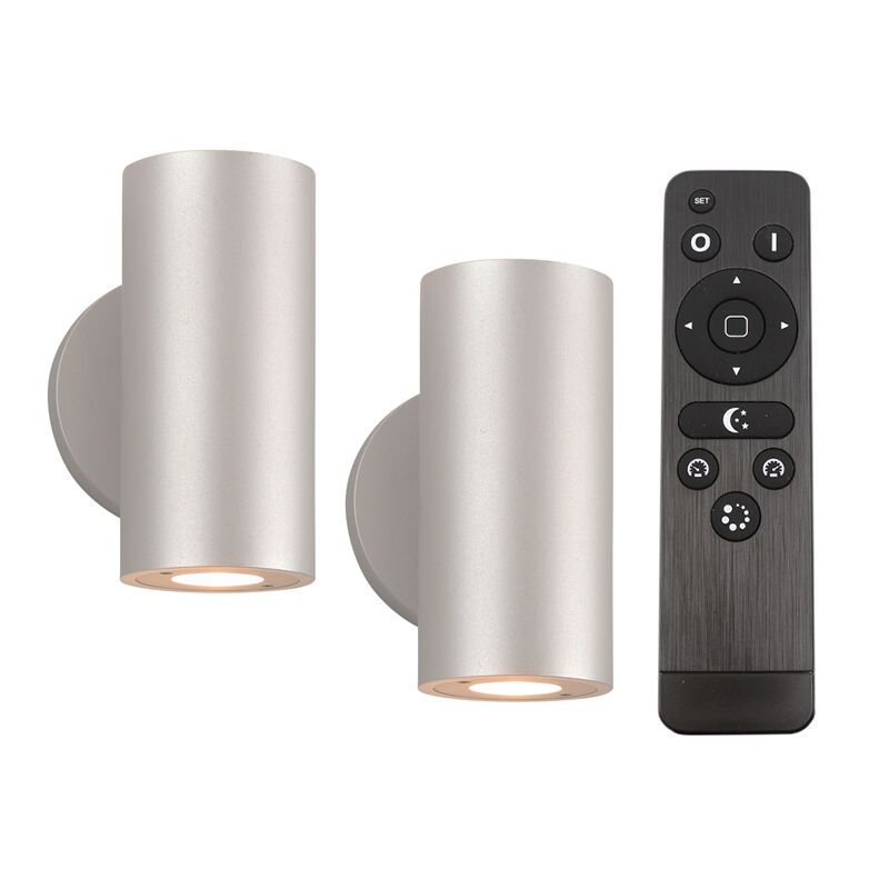 2 buitenlampen up down Salar, 12V, incl. aansluitset en afstandsbediening