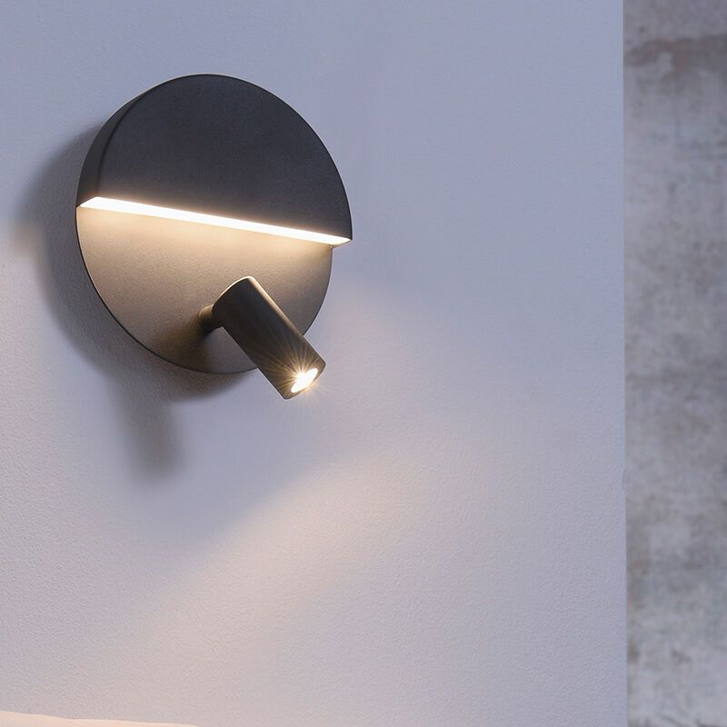 Zwarte wandlamp design, Solo, 6W, 3000K LED, met schakelaar Zwarte wandlamp design, Solo, 6W, 3000K LED, met schakelaar