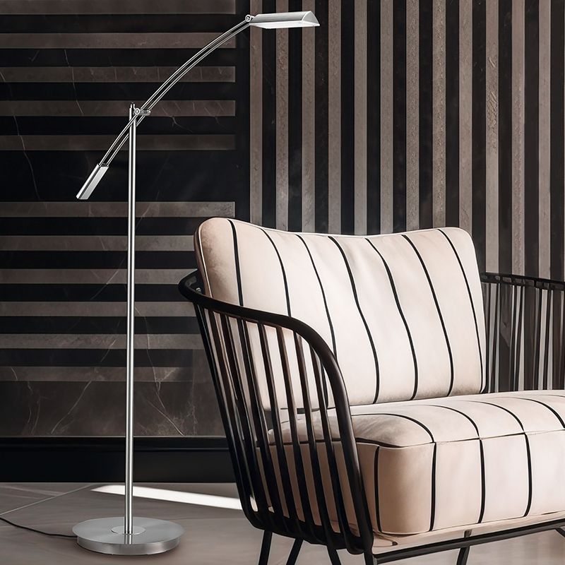 Nikkelen vloerlamp modern, Maxence, 12W, 3000K LED, met touchdimmer