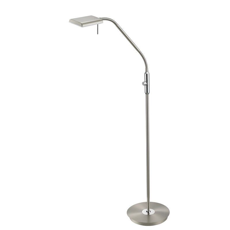 Nikkelen vloerlamp modern, Robin, 12W, 3000K LED, met touchdimmer