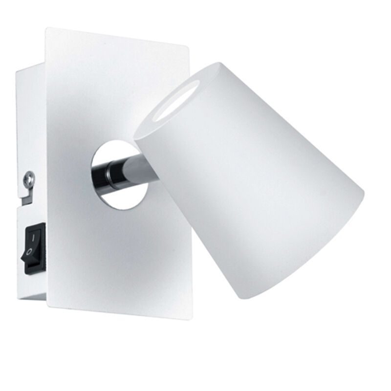 Witte wandspot glas, Laysha, 6W, 3000K LED, met schakelaar Witte wandspot glas, Laysha, 6W, 3000K LED, met schakelaar