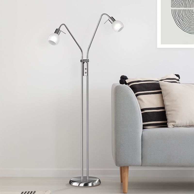 Nikkelen vloerlamp modern, Benita, met schakelaar Nikkelen vloerlamp modern, Benita, met schakelaar