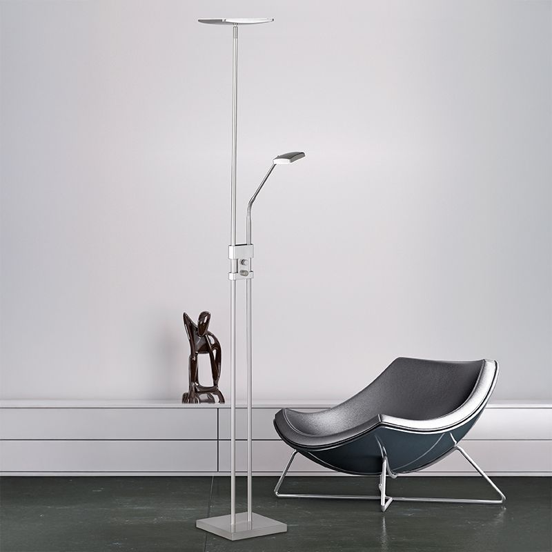 Nikkelen vloerlamp modern, Simon, 15W, 3000K LED, met schakelaar