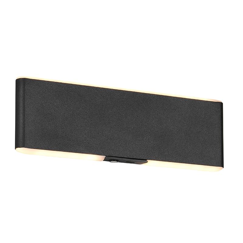 Zwarte up down wandlamp modern, Zwier, 2W, warm tot koud wit verstelbare LED, met schakelaar