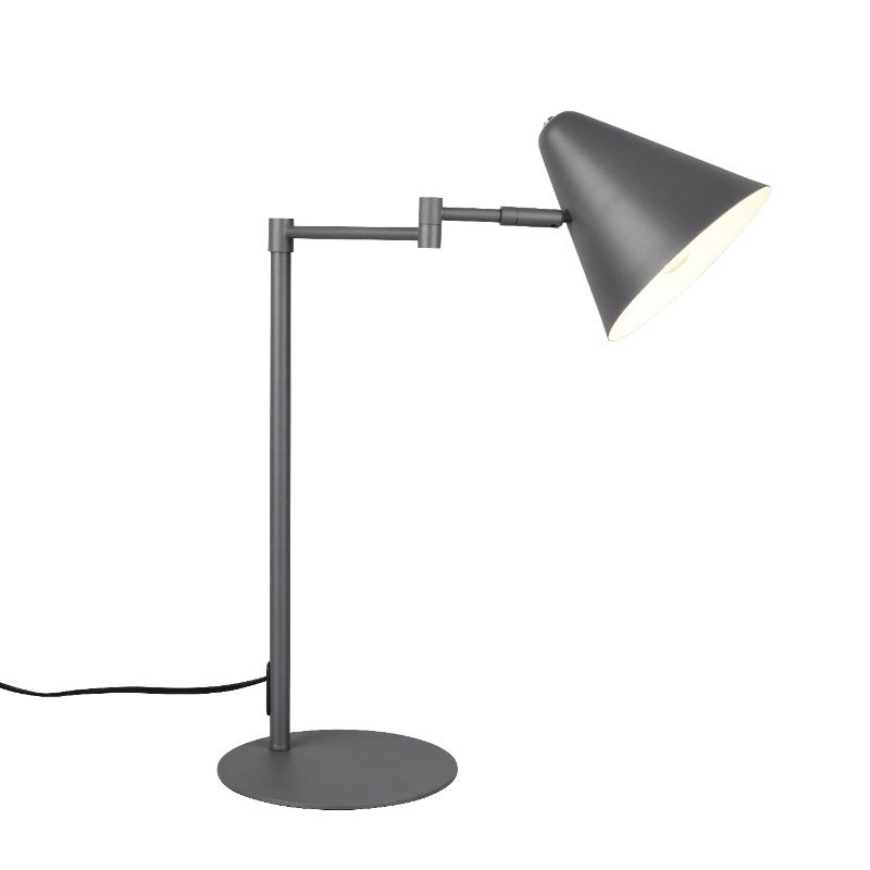 Antraciete bureaulamp modern, Jille, met schakelaar