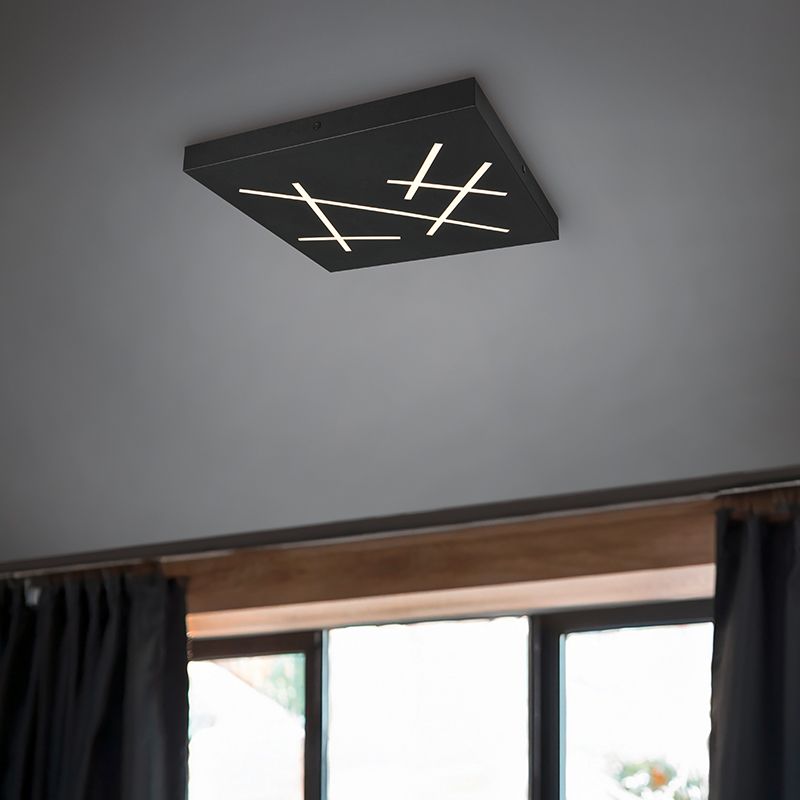 Zwarte plafonnière design, Eelco, 24W, warm tot koud wit verstelbare LED, 3-staps dimbaar Zwarte plafonnière design, Eelco, 24W, warm tot koud wit verstelbare LED, 3-staps dimbaar