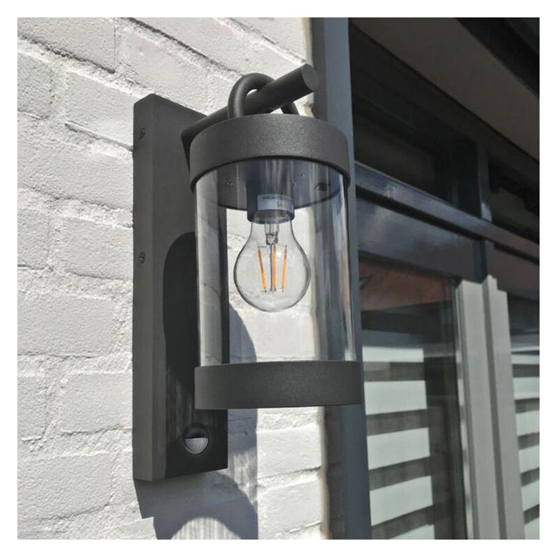 Moderne buitenlamp met bewegingssensor Sambesi, antraciet, aluminium, IP44 Moderne buitenlamp met bewegingssensor Sambesi, antraciet, aluminium, IP44