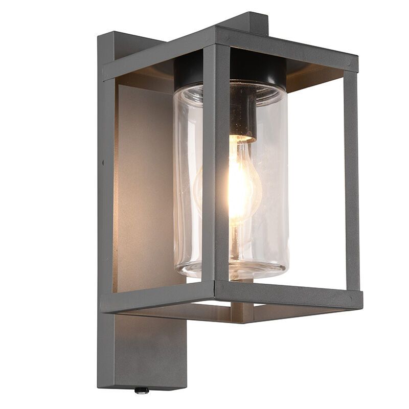 Antraciete buitenlamp met schemersensor Reini, aluminium, modern, IP44