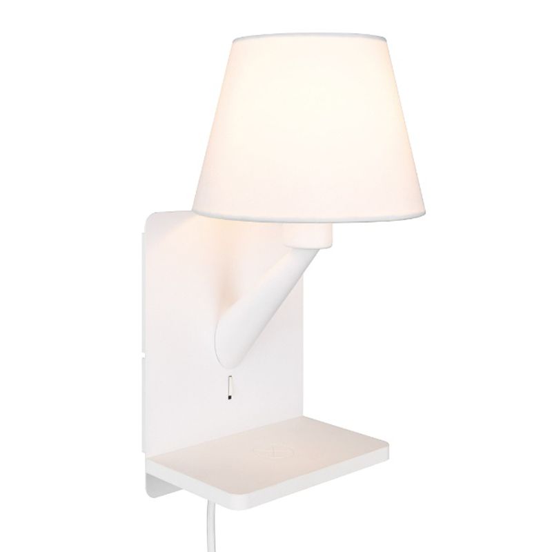 Witte wandlamp stof, Tahir, met schakelaar Witte wandlamp stof, Tahir, met schakelaar