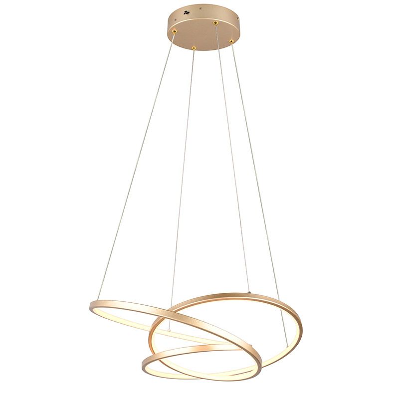 Gouden eettafel hanglamp design, Teodore, 34W, white switch LED, 3-staps dimbaar Gouden eettafel hanglamp design, Teodore, 34W, white switch LED, 3-staps dimbaar