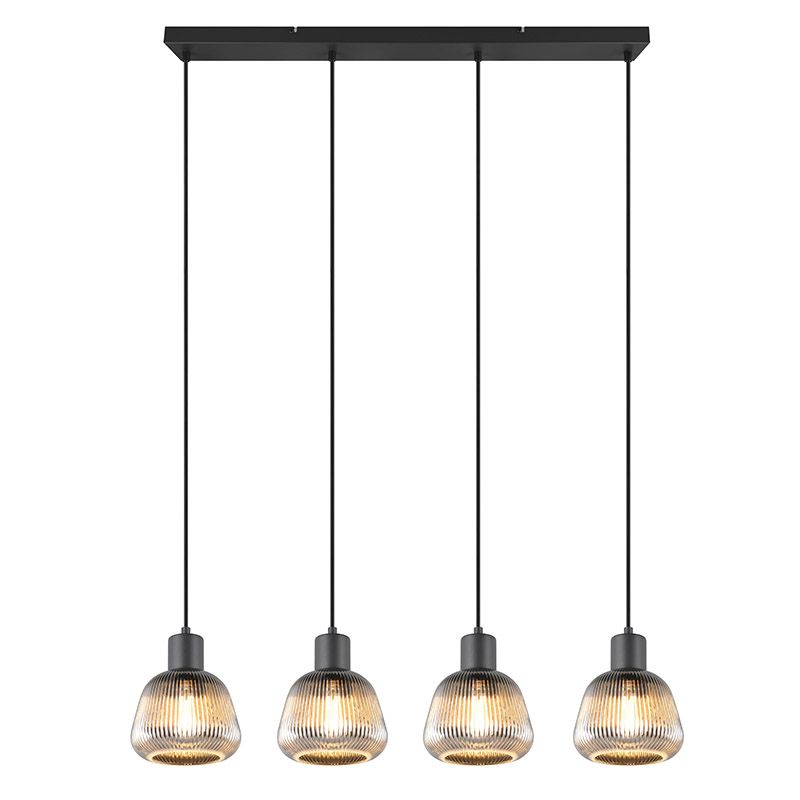 Zwarte hanglamp rookglas, Meriem Zwarte hanglamp rookglas, Meriem