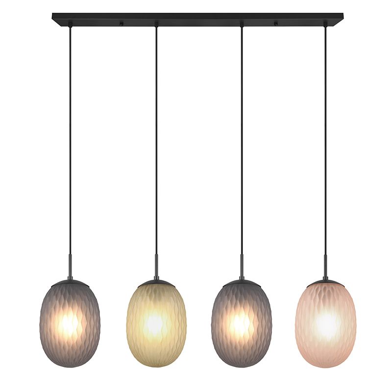 Veelkleurige hanglamp rookglas, Danyal