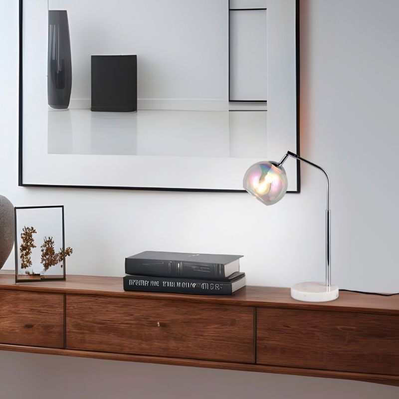 Chromen tafellamp design, Rahma, met schakelaar