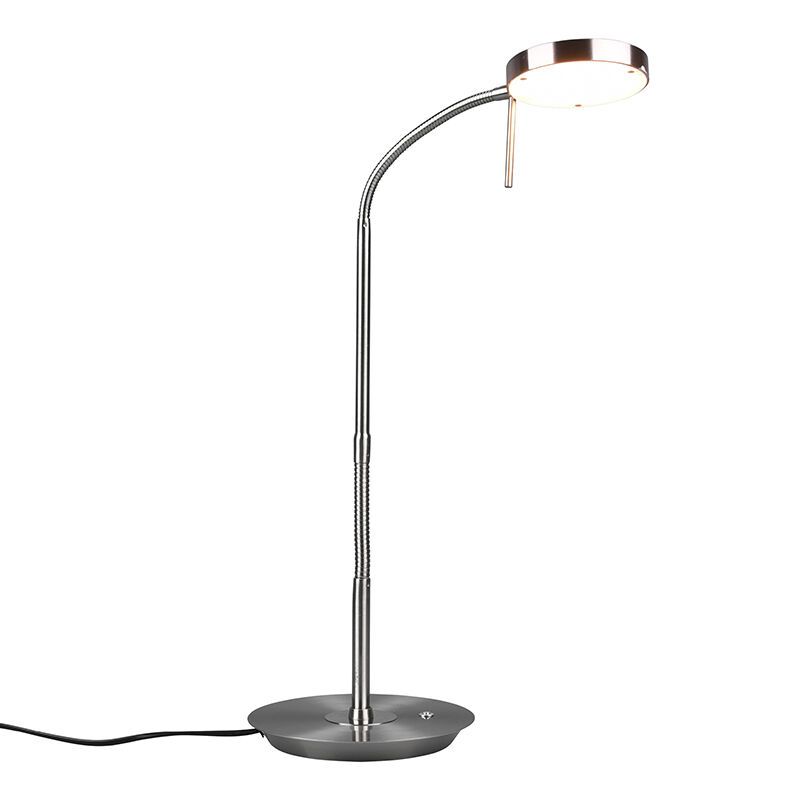 Nikkelen tafellamp modern, Bilge, 12W, in lichtkleur verstelbare LED, met schakelaar