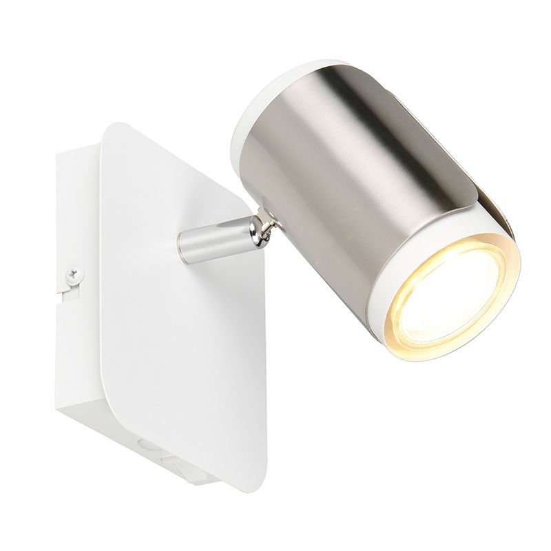 Nikkelen wandspot modern, Quintijn, met schakelaar