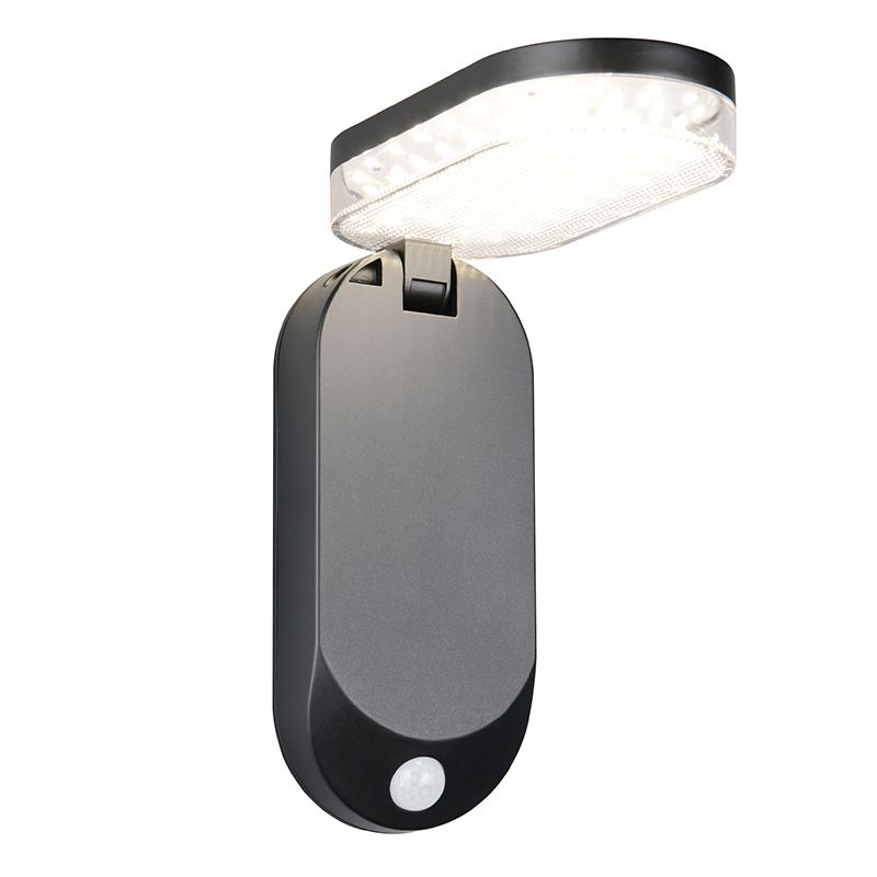Zwarte buiten wandlamp op zonne-energie modern, Laquisha, 3W, 4000K LED, IP44