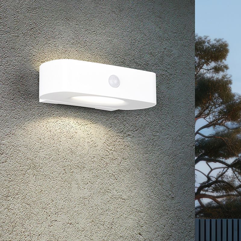 Witte buiten wandlamp op zonne-energie modern, Pytsje, 6W, 4000K LED, IP44, met schakelaar