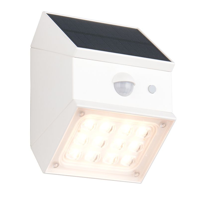 Witte buiten wandlamp op zonne-energie modern, Majida, IP65 Witte buiten wandlamp op zonne-energie modern, Majida, IP65