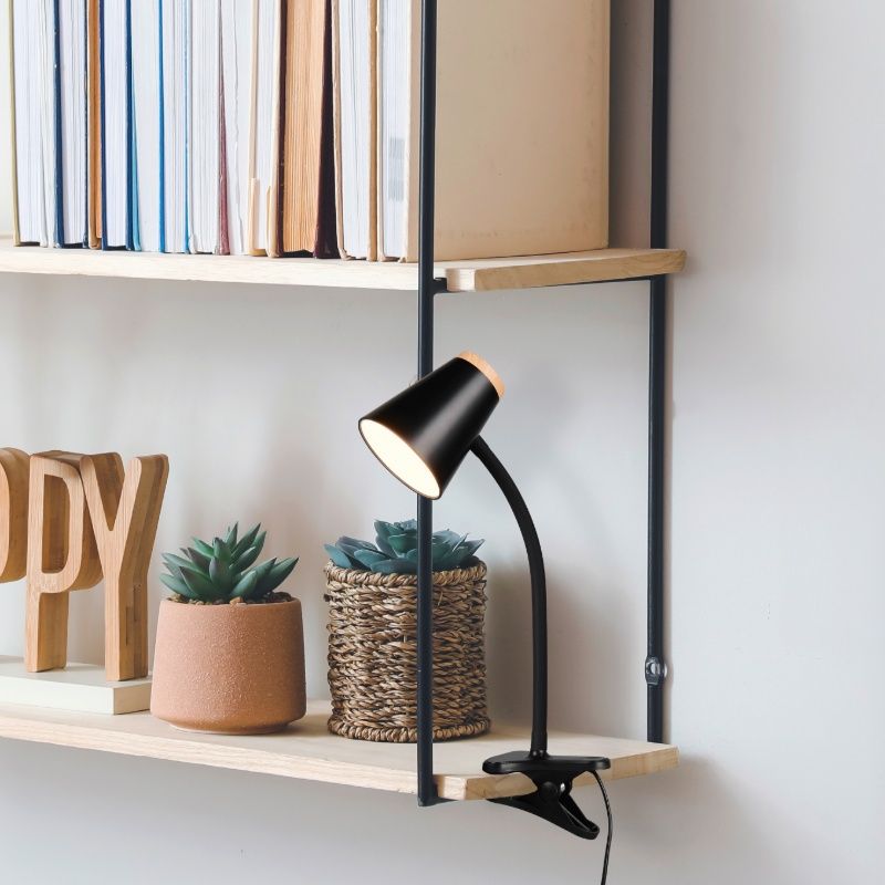 Zwarte klemlamp modern, Rahul, 4,5W, 3000K LED, met schakelaar Zwarte klemlamp modern, Rahul, 4,5W, 3000K LED, met schakelaar