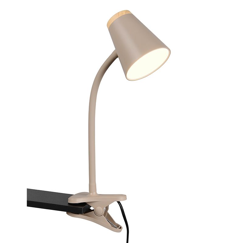 Bruine klemlamp modern, Rahul, 4,5W, 3000K LED, met schakelaar