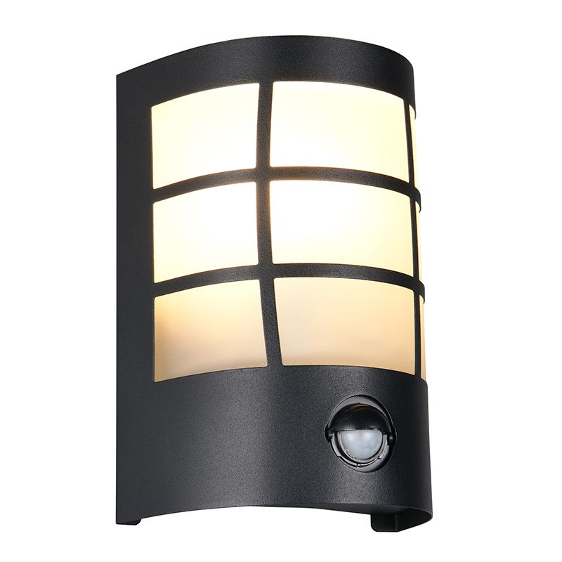 Zwarte buiten wandlamp met bewegingssensor modern, Ratna