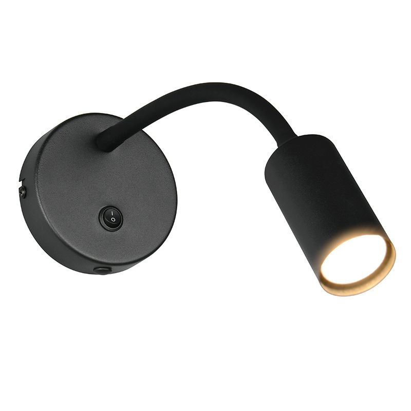 Zwarte wandlamp modern, Suradj, met schakelaar Zwarte wandlamp modern, Suradj, met schakelaar